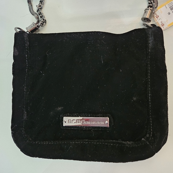 BCBGGeneration Cute Black Velour Rhinestone Shoulder Bag NWT - Picture 3 of 8